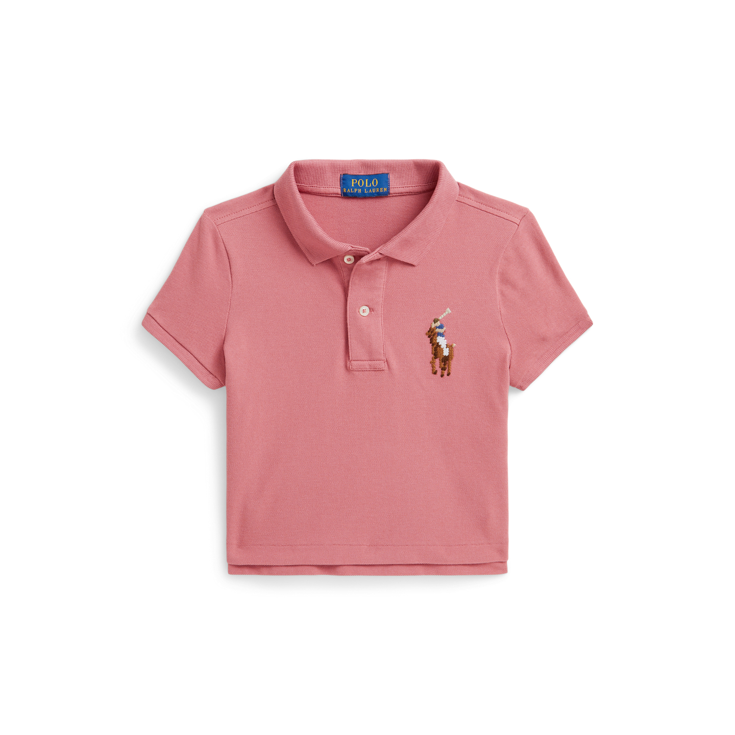 Детское поло Ralph Lauren Boxy Big Pony Stretch Mesh Polo, цвет: Холщовый розовый — фото 5