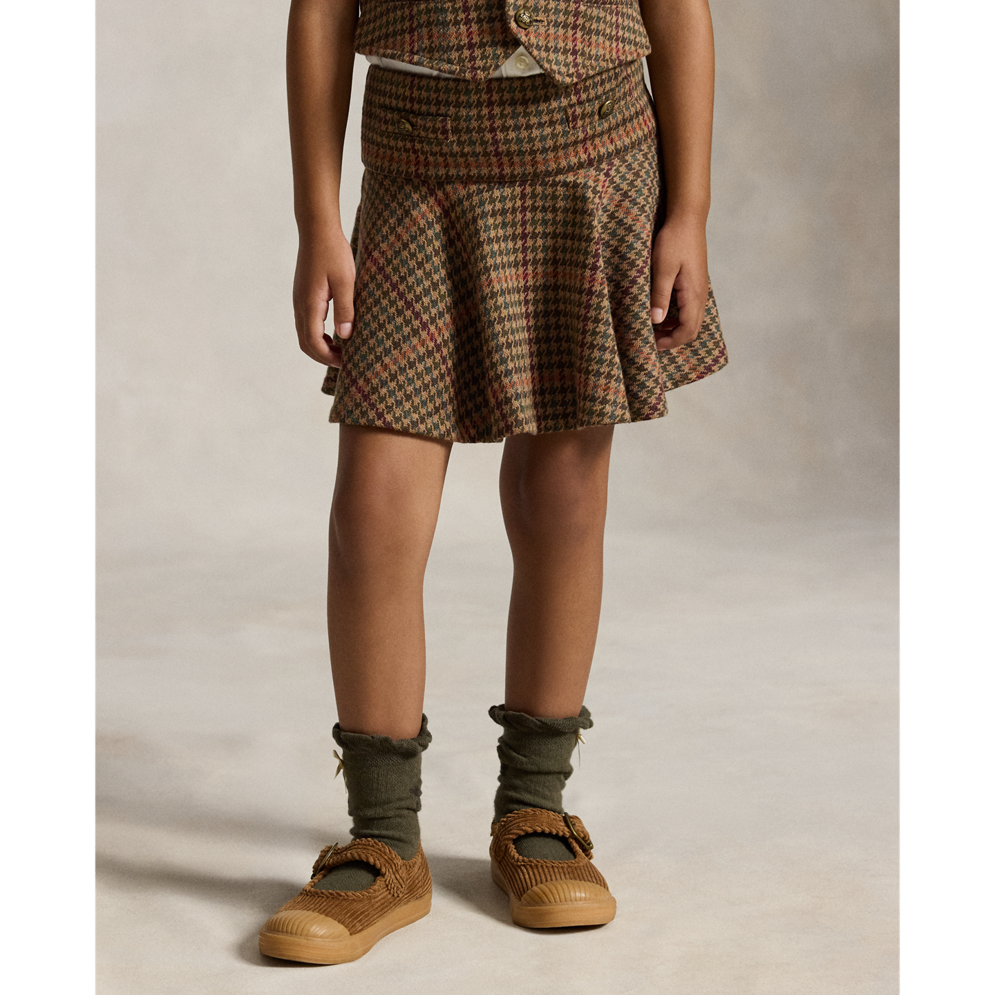 Детская юбка-шорты Ralph Lauren Plaid Double-Knit Skort, цвет: Tweed — фото 2