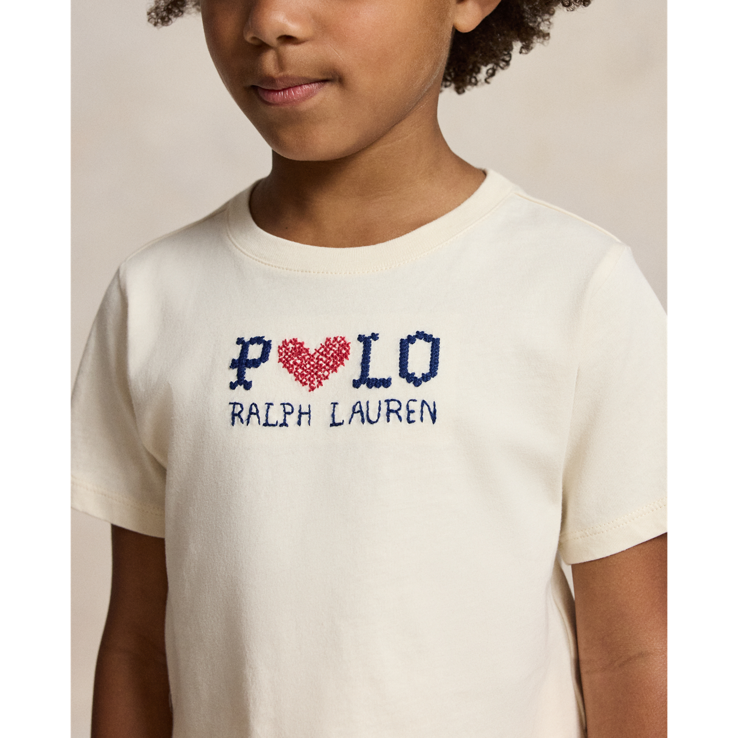 Детская футболка Ralph Lauren Logo Cotton Jersey, цвет: Кремовый — фото 3