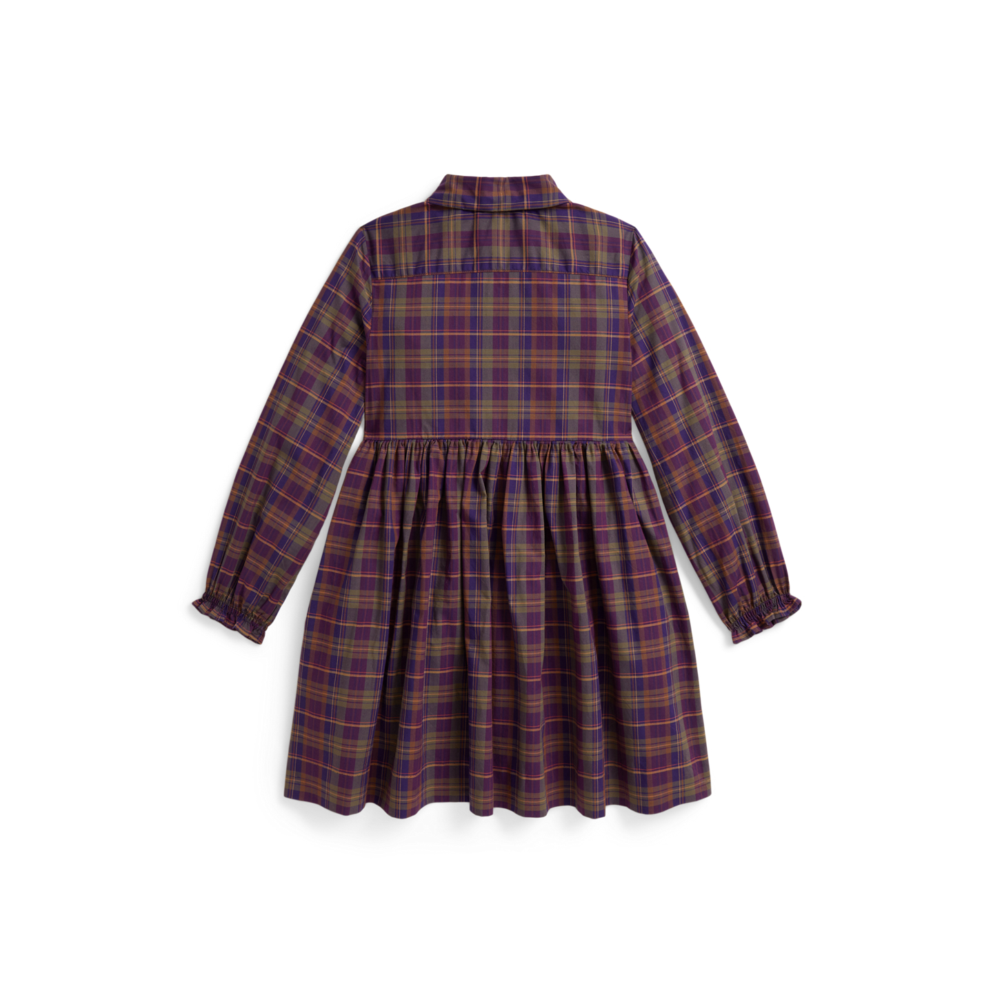 Детское платье Ralph Lauren Floral Cotton Poplin Shirtdress, цвет: Фиолетовый зелёный разноцветный клетчатый — фото 1