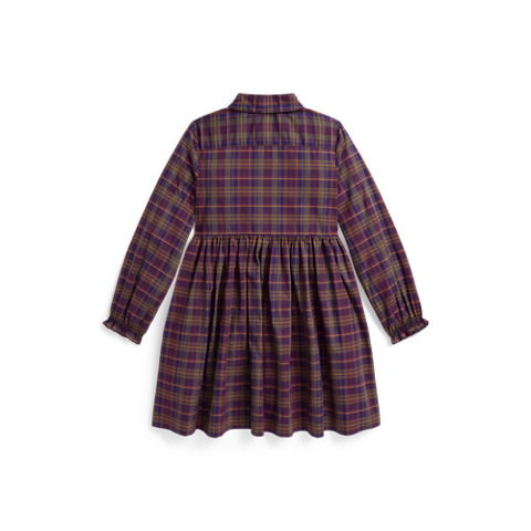 Детское платье Ralph Lauren Floral Cotton Poplin Shirtdress, цвет: Фиолетовый зелёный разноцветный клетчатый