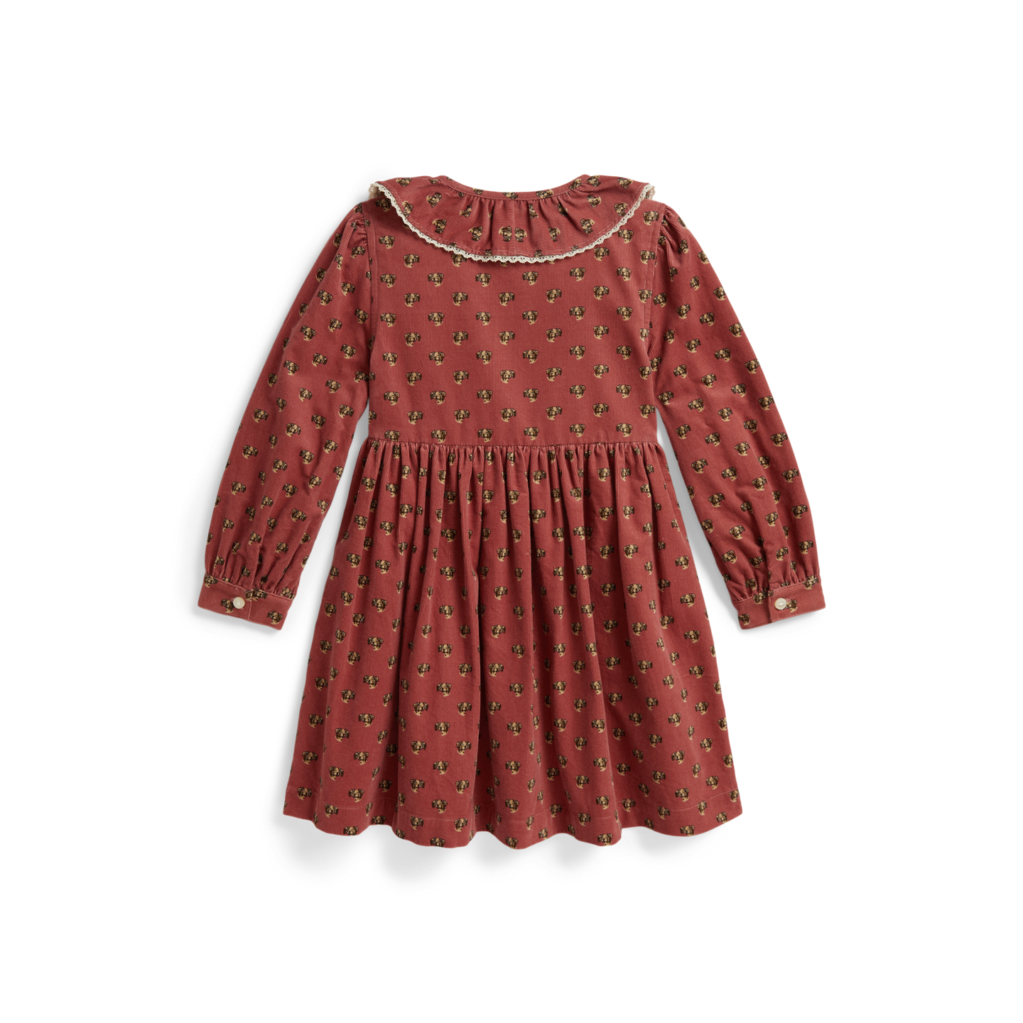 Детское платье Ralph Lauren Dog-Print Cotton Corduroy Shirtdress, цвет: Розовый — фото 1