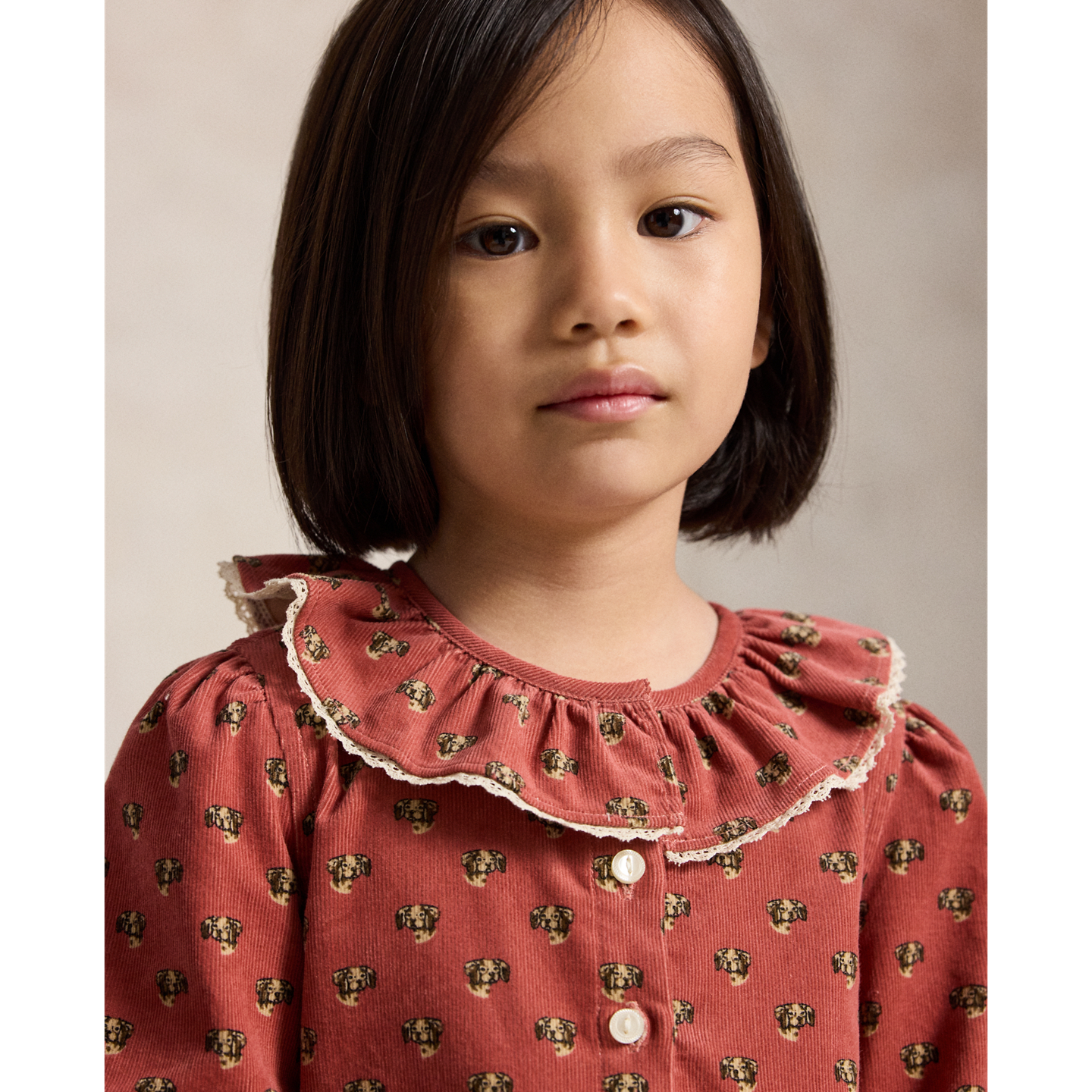 Детское платье Ralph Lauren Dog-Print Cotton Corduroy Shirtdress, цвет: Розовый — фото 3