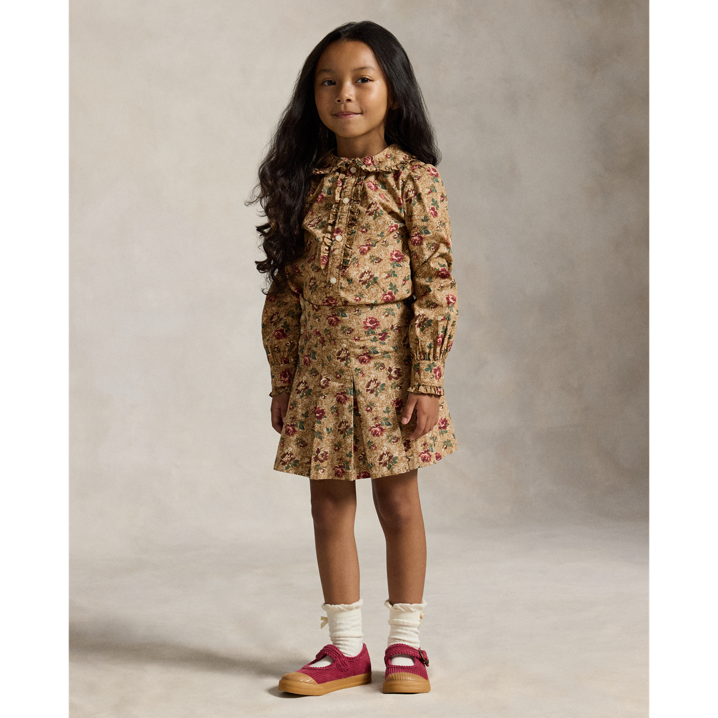 Топ Ralph Lauren Floral Cotton Poplin Ruffled Top, цвет: Розовый — фото 4