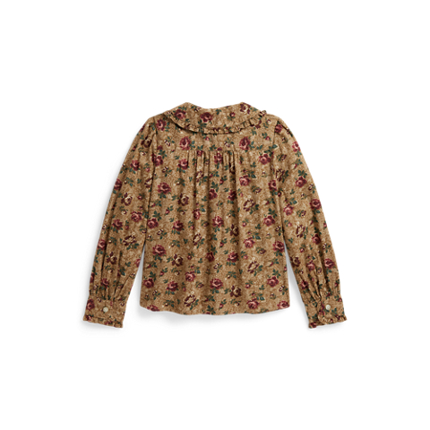 Ralph Lauren Floral Cotton Poplin Ruffled Top