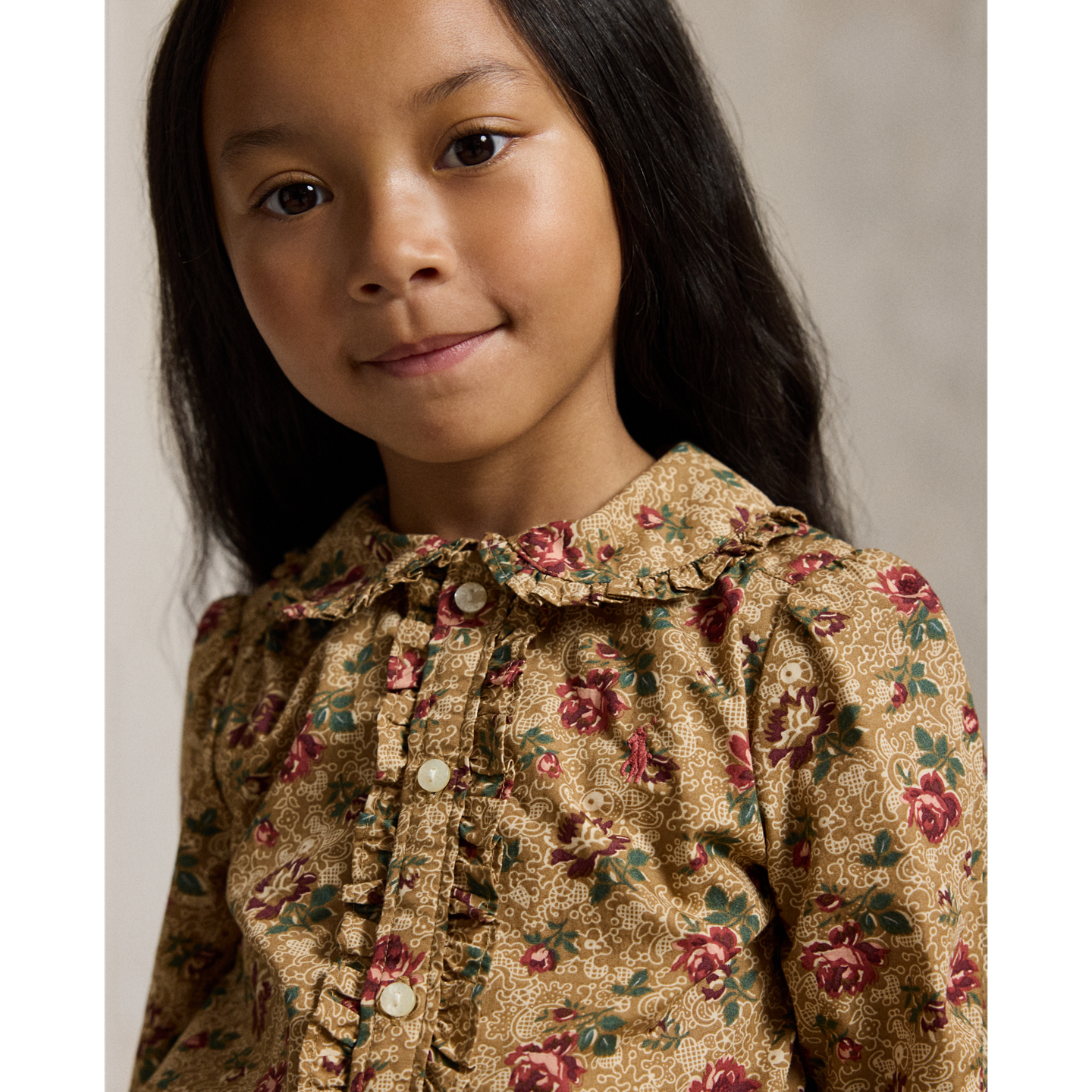 Топ Ralph Lauren Floral Cotton Poplin Ruffled Top, цвет: Розовый — фото 3