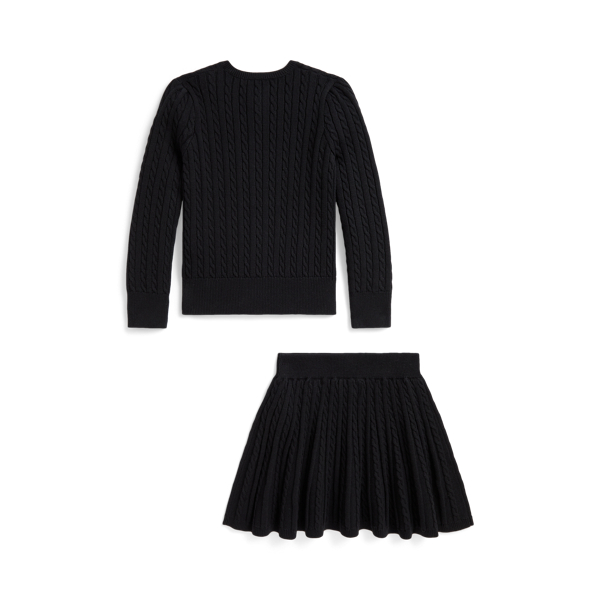 Cardigan et jupe mini-torsades en coton