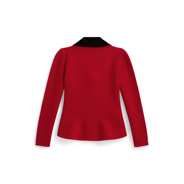 Velvet-Collar Knitted Wool Blazer