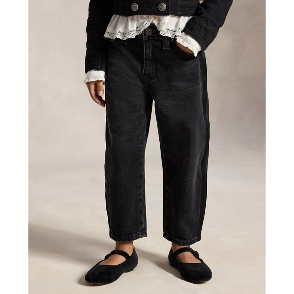 Curved Tapered Cotton Denim Jean