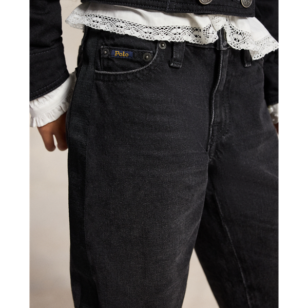 Curved Tapered Cotton Denim Jean