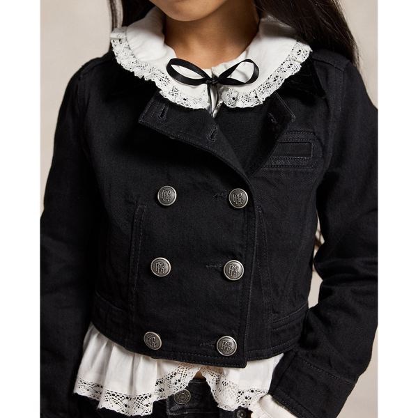 Double-Breasted Boxy Denim Jacket