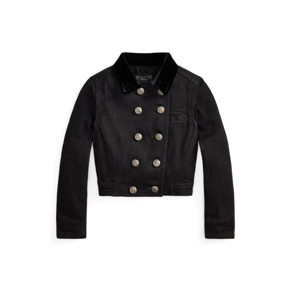 Double-Breasted Boxy Denim Jacket