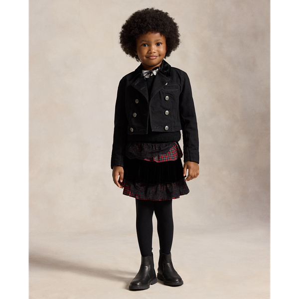 Lace-Trim Tiered Cotton Poplin Skirt