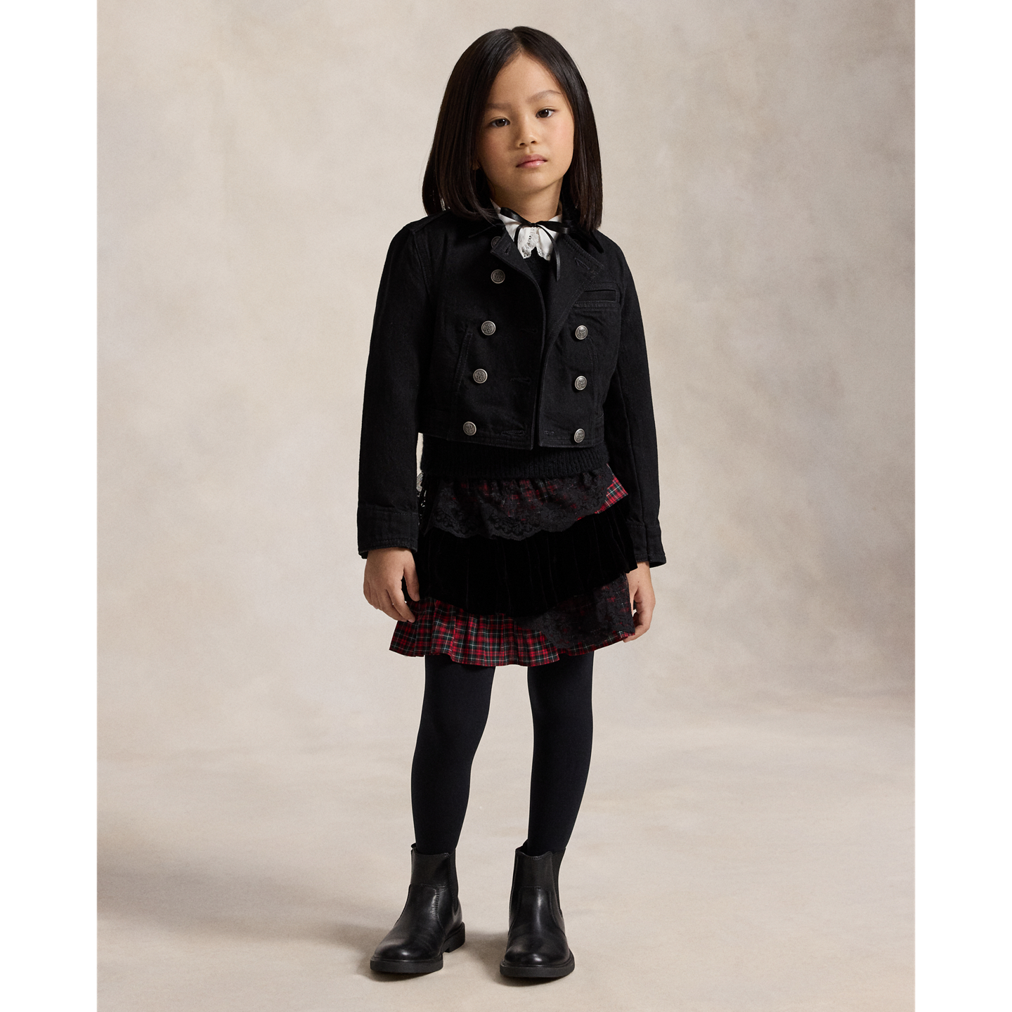 Детская юбка Ralph Lauren Lace-Trim Tiered Cotton Poplin, цвет: Разноцветный — фото 4