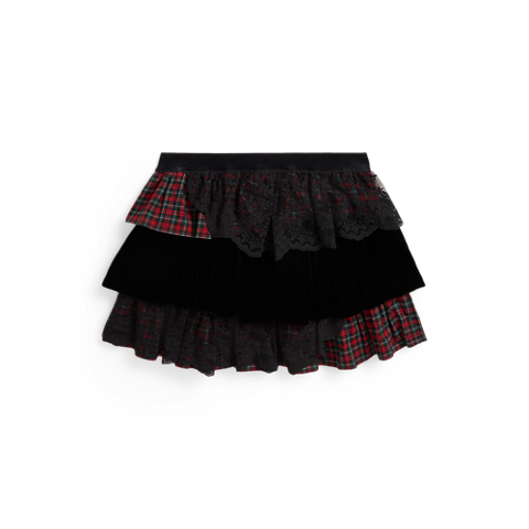 Детская юбка Ralph Lauren Lace-Trim Tiered Cotton Poplin, цвет: Разноцветный
