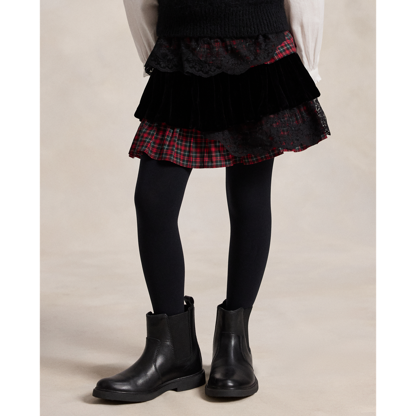 Детская юбка Ralph Lauren Lace-Trim Tiered Cotton Poplin, цвет: Разноцветный — фото 2