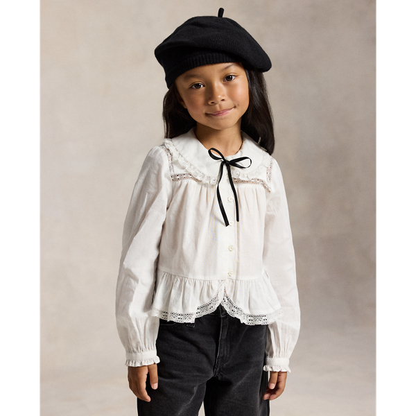 Lace-Trim Cotton Top