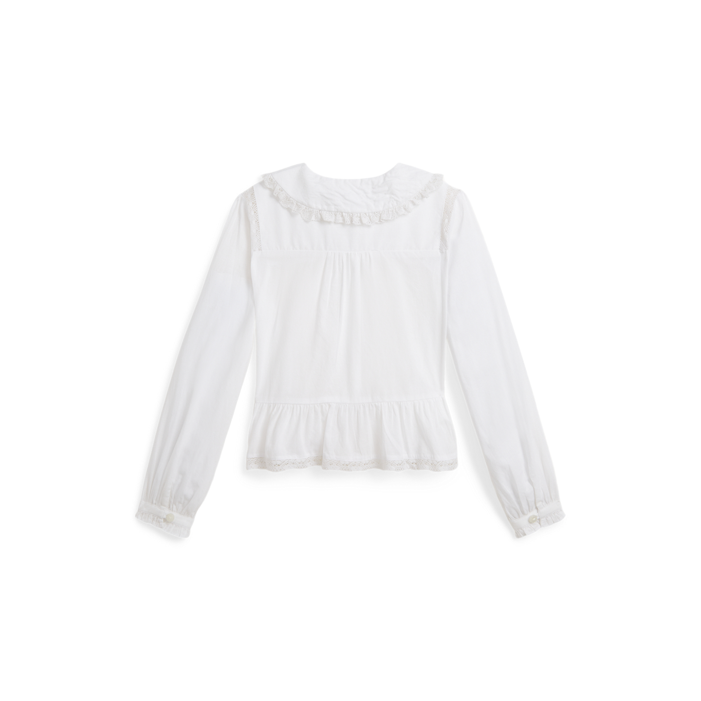 Детский топ Ralph Lauren Lace-Trim Cotton Top, цвет: Белый — фото 1