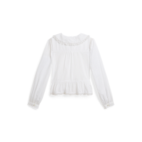 Детский топ Ralph Lauren Lace-Trim Cotton Top, цвет: Белый