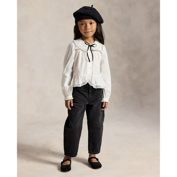 Lace-Trim Cotton Top