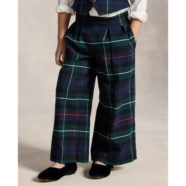 Plaid Cotton Top & Wide-Leg Pant
