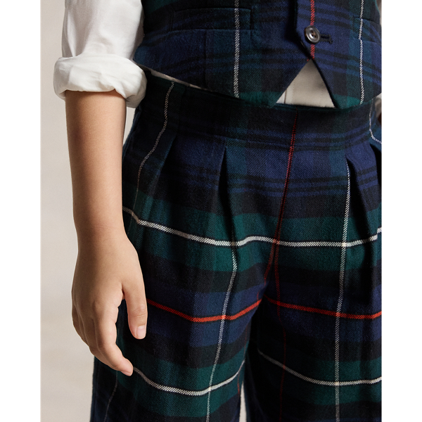 Plaid Cotton Top & Wide-Leg Pant