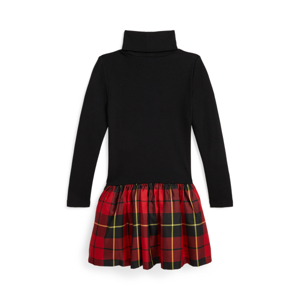 Plaid-Skirt Turtleneck Dress