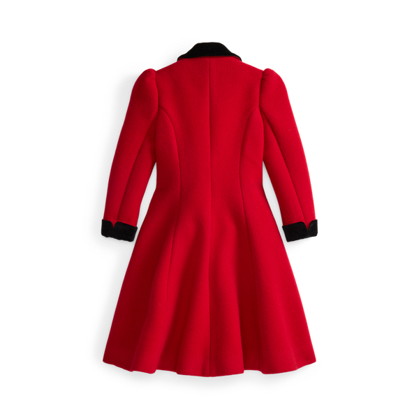 Velvet-Trim Wool Princess Coat