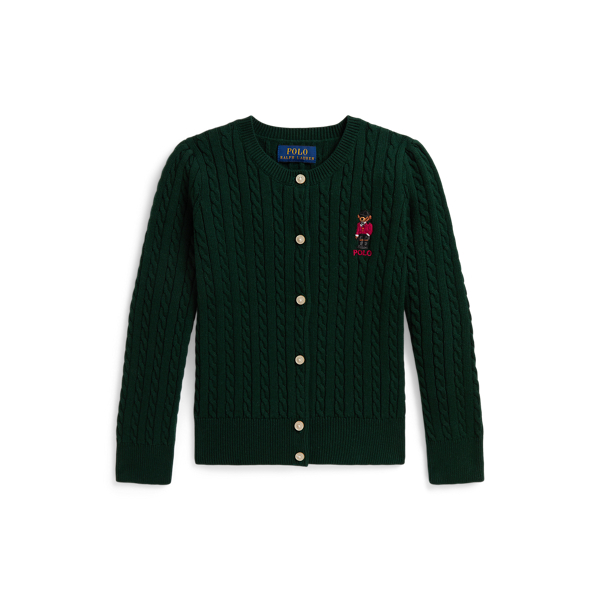 Polo Bear Mini-Cable Cotton Cardigan