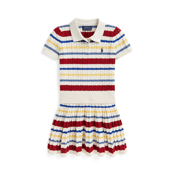 Striped Cable Cotton Sweater & Skirt