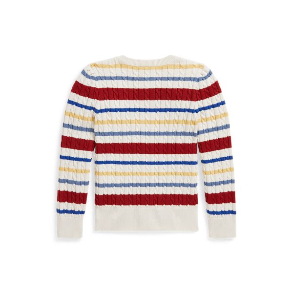 Striped Mini-Cable Cotton Cardigan