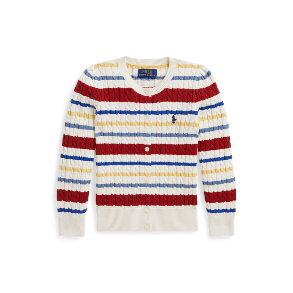 Striped Mini-Cable Cotton Cardigan