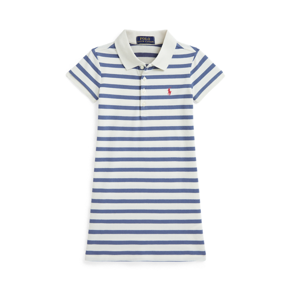 Striped Stretch Mesh Polo Dress