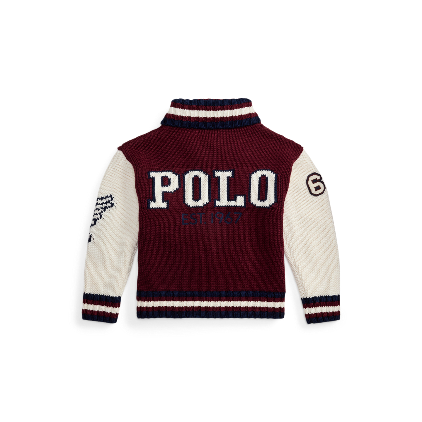 Детский свитер Ralph Lauren Letter Cotton-Wool, цвет: Рубиновый разноцветный — фото 1