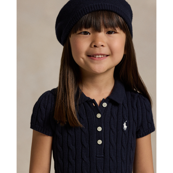 Polo-Pulloverkleid mit Zopfmuster Girls 1.5-6.5 Years in RL-Navy/Creme 5