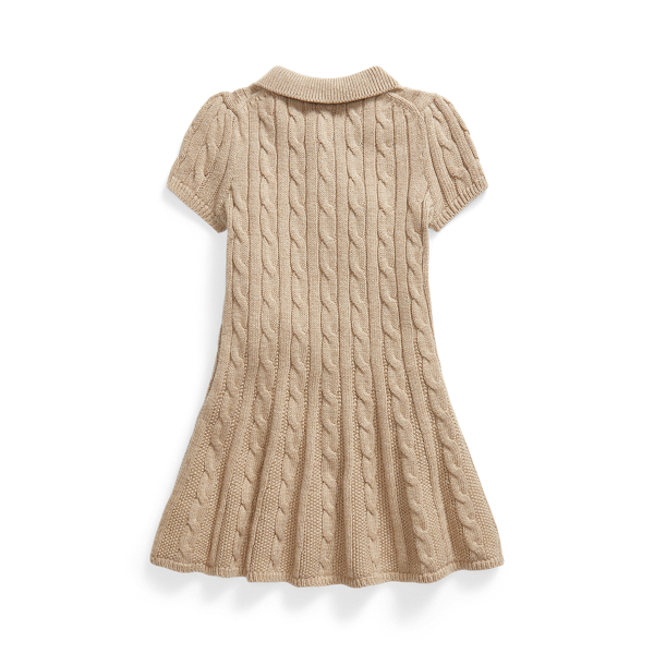 Camel Melange Cable-Knit Cotton Polo Jumper Dress Girls 1.5-6.5 Years 2