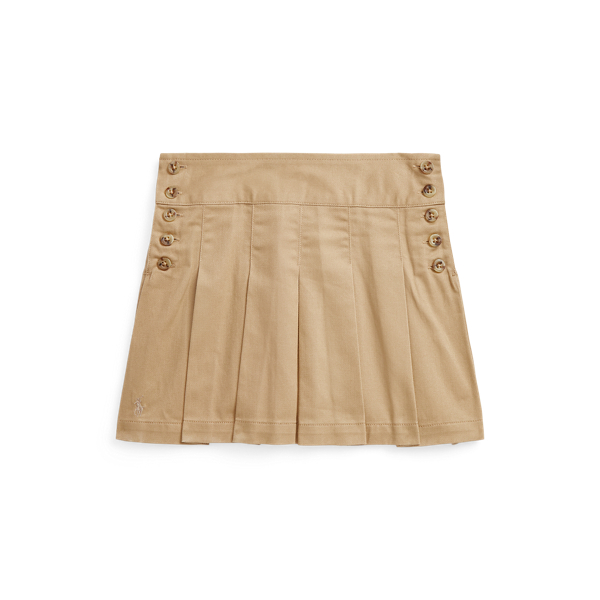 Cotton Twill Pleated Skirt
