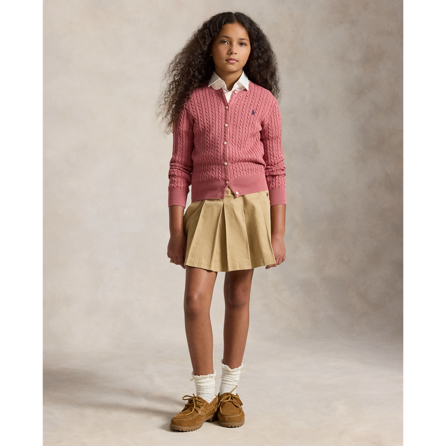 Детский кардиган Ralph Lauren Mini-Cable Cotton, цвет: Холщовый розовый — фото 2