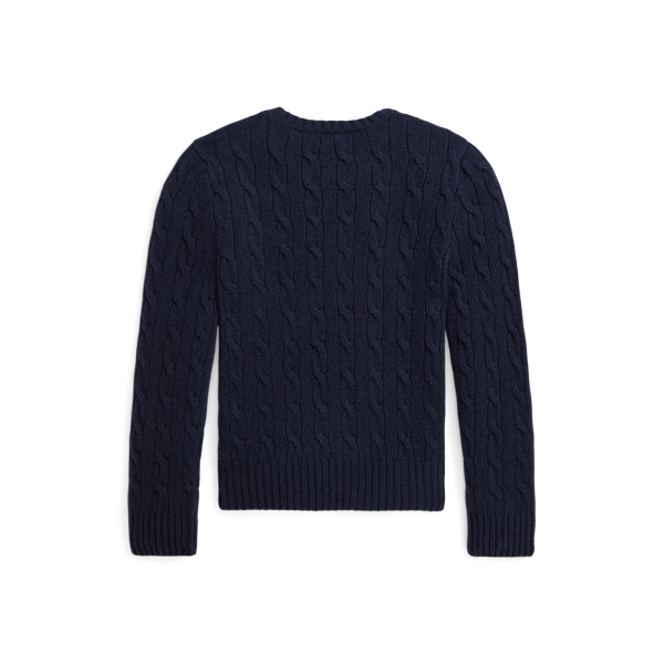 Woll-Kaschmir-Pullover mit Zopfmuster Girls 7-14 Years in J&auml;ger-Navy/Nevis 2