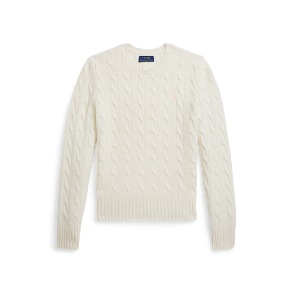 Pull à torsades en laine et cachemire 