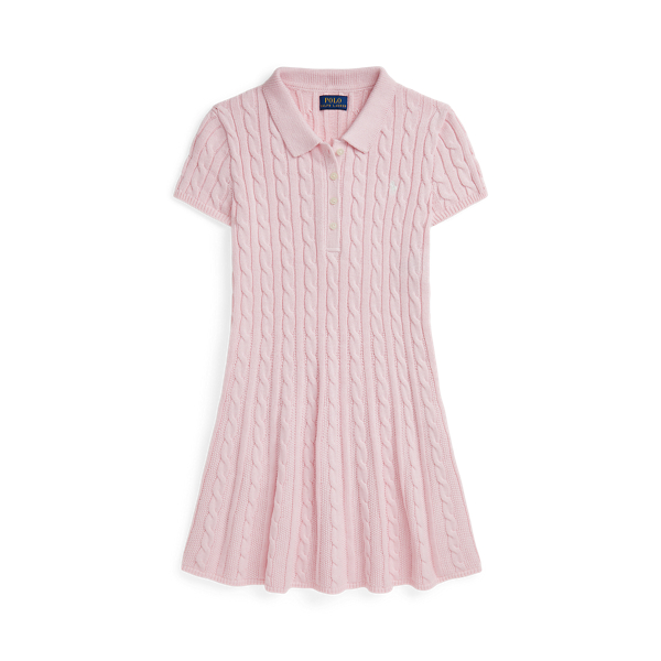 Cable-Knit Cotton Polo Sweater Dress