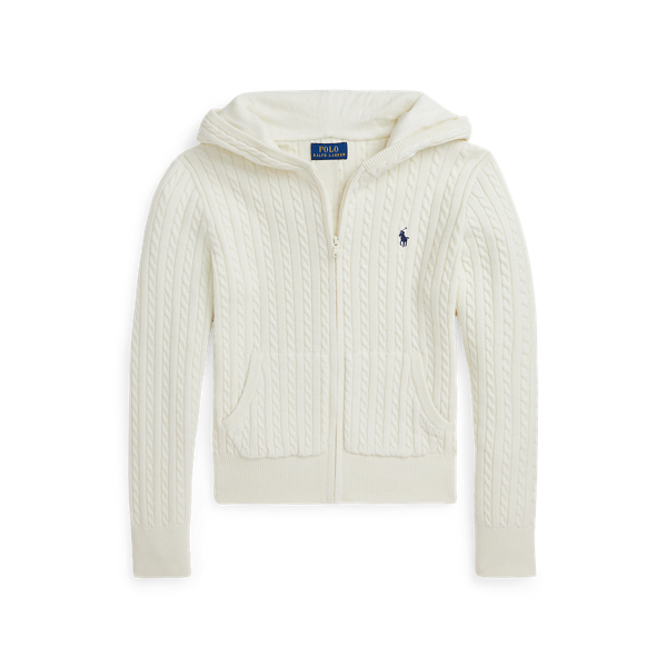 Ralph lauren white zip up hoodie best sale