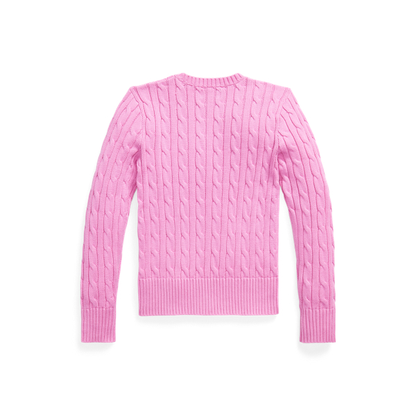 Pull en coton torsad&eacute; Girls 7-16 en Rose Lagune / Blanc 2
