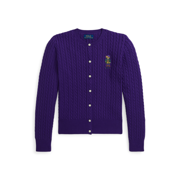 Polo Bear Mini-Cable Cotton Cardigan