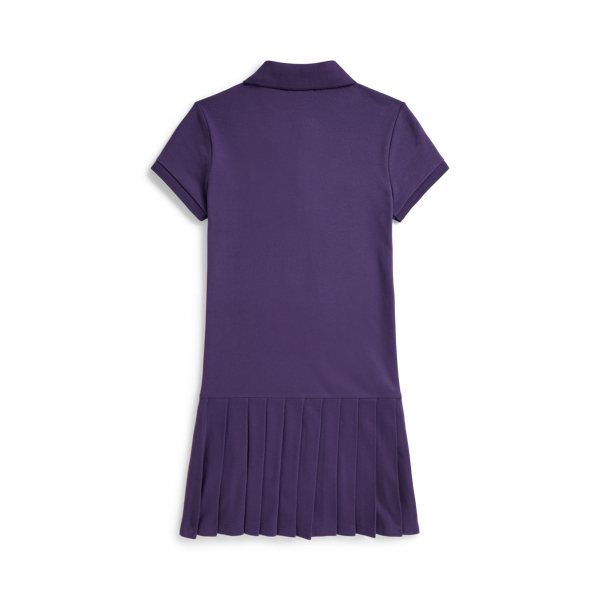 Valley Purple Pleated Stretch Mesh Polo Dress Girls 7-16 2