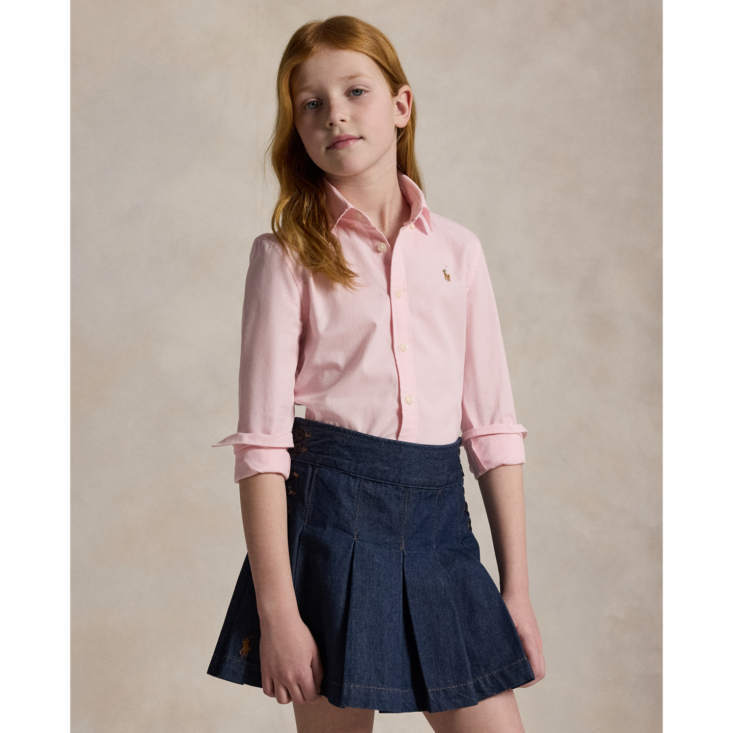 Детская рубашка Ralph Lauren Cotton Oxford, цвет: Розовый — фото 4