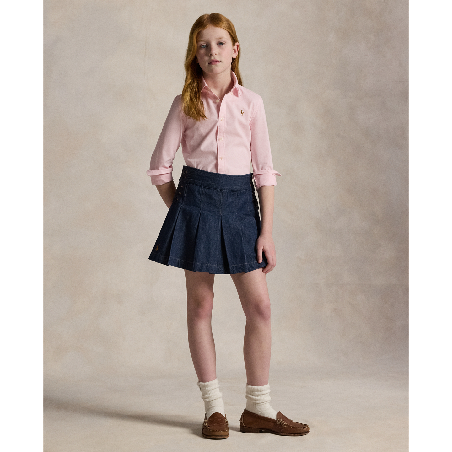 Детская рубашка Ralph Lauren Cotton Oxford, цвет: Розовый — фото 2