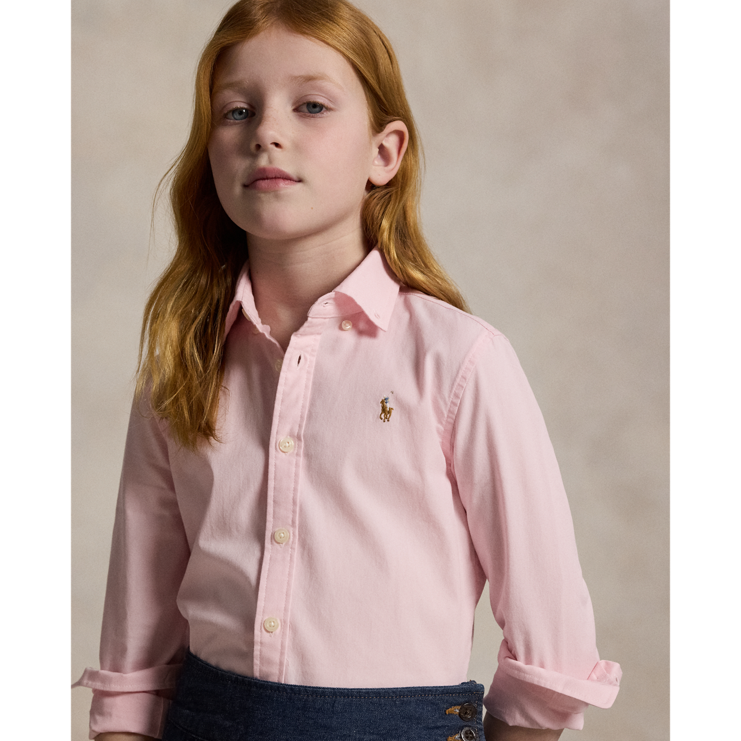 Детская рубашка Ralph Lauren Cotton Oxford, цвет: Розовый — фото 3