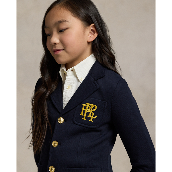 ラルフローレン　ppロゴ付き黒ブレザー 新作セール ポロラルフローレン ロゴストレッチブレザー (Ralph