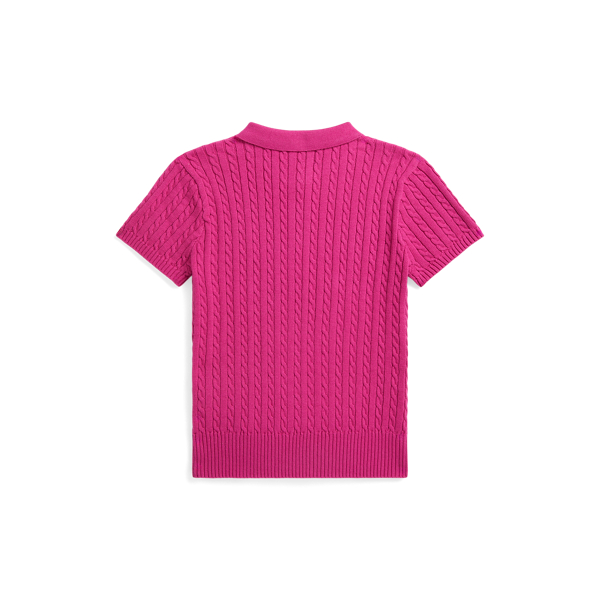 Mini-Cable Cotton Polo Sweater